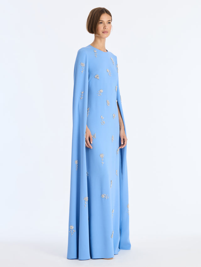 Draped Sleeve Alpine Meadow Georgette Caftan
