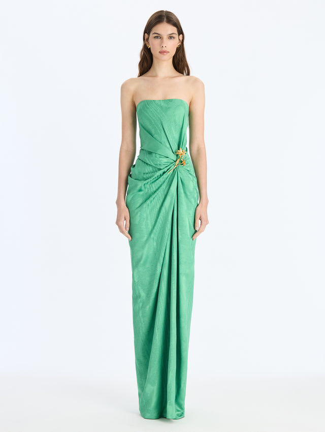 Shantung Moire Jacquard Gown