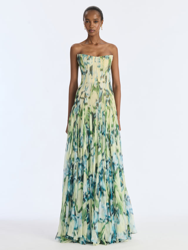 Calla Lily Lurex Chiffon Gown