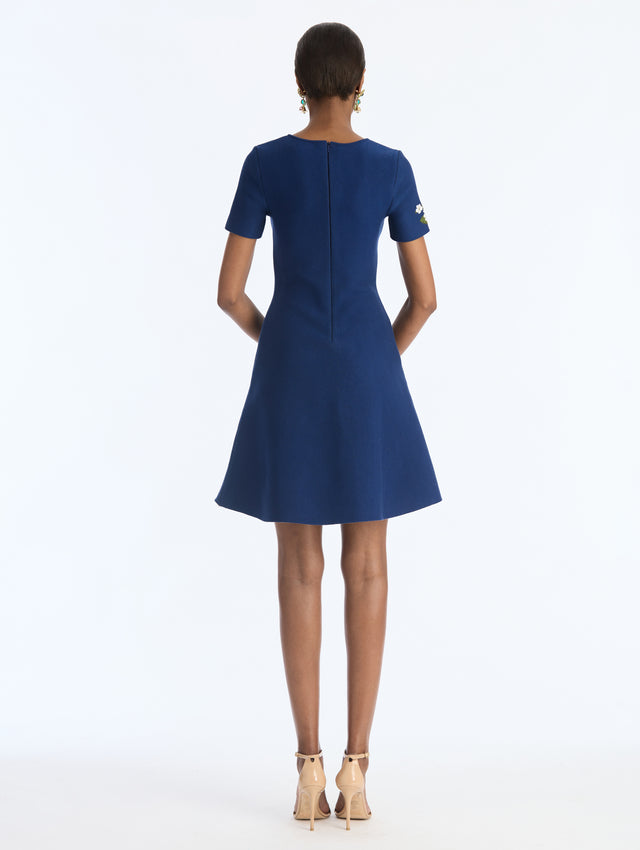 Pear Print Jacquard Fit-and-Flare Knit Dress