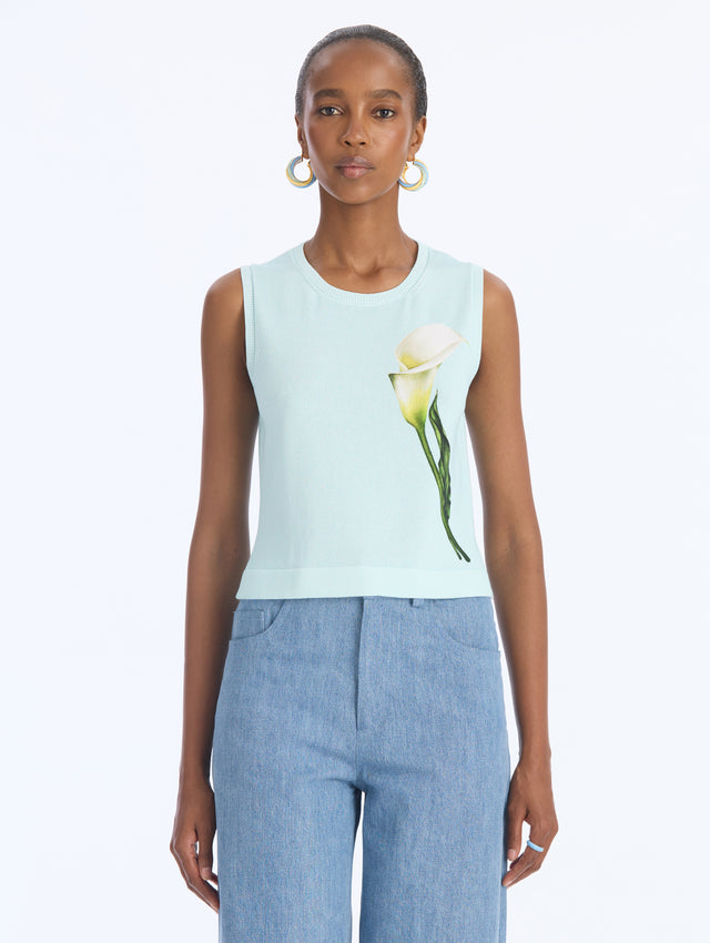 Calla Lily Print Knit Tank