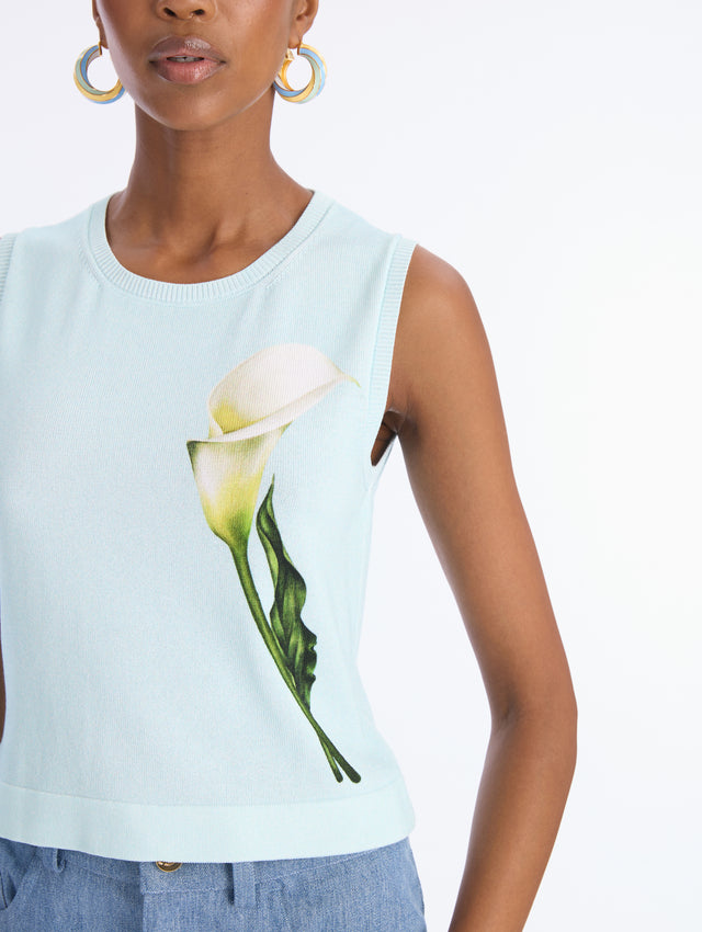 Calla Lily Print Knit Tank