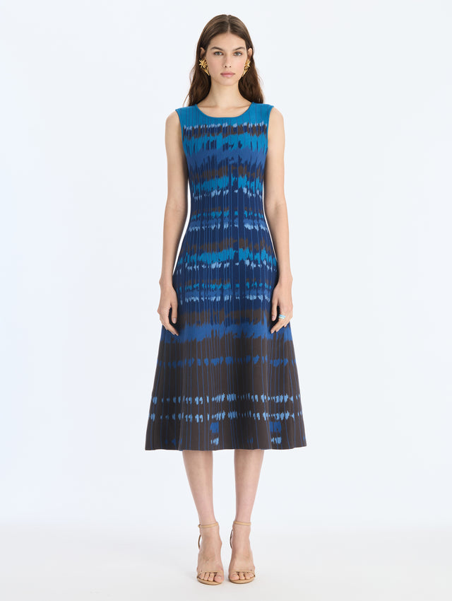 Distorted Houndstooth Knit Jacquard Dress