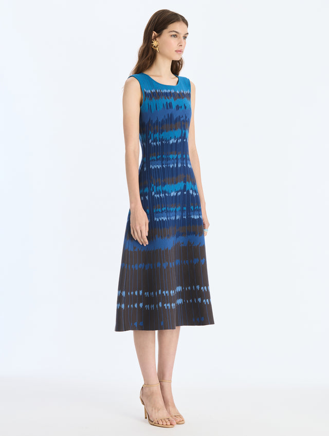 Distorted Houndstooth Knit Jacquard Dress