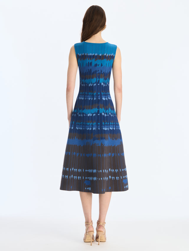 Distorted Houndstooth Knit Jacquard Dress