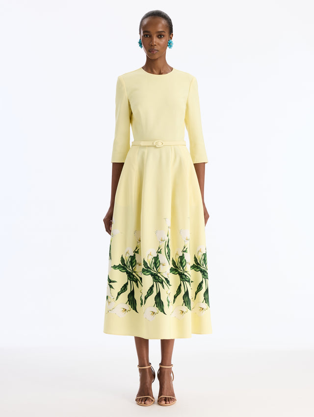 Calla Lily Border Wool Dress