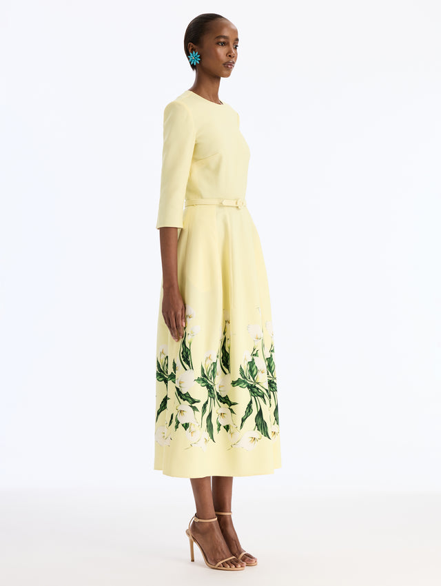 Calla Lily Border Wool Dress