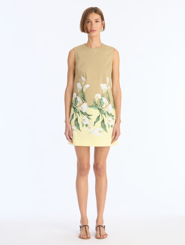 Calla Lily Border Cotton Shift Dress