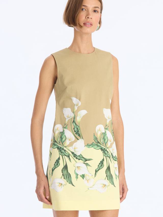 Calla Lily Border Cotton Shift Dress