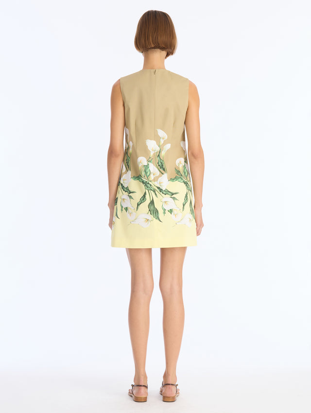 Calla Lily Border Cotton Shift Dress