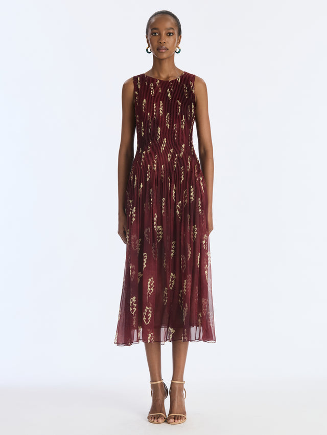 Abstract Silk Chiffon Dress