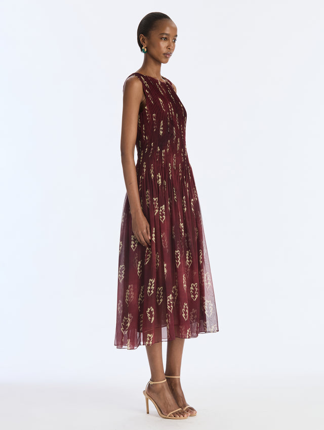 Abstract Silk Chiffon Dress
