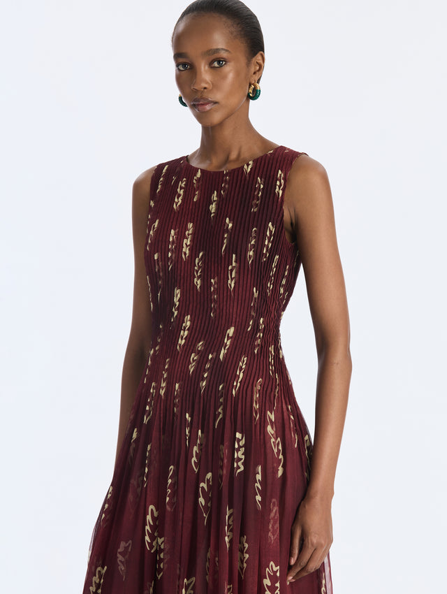 Abstract Silk Chiffon Dress