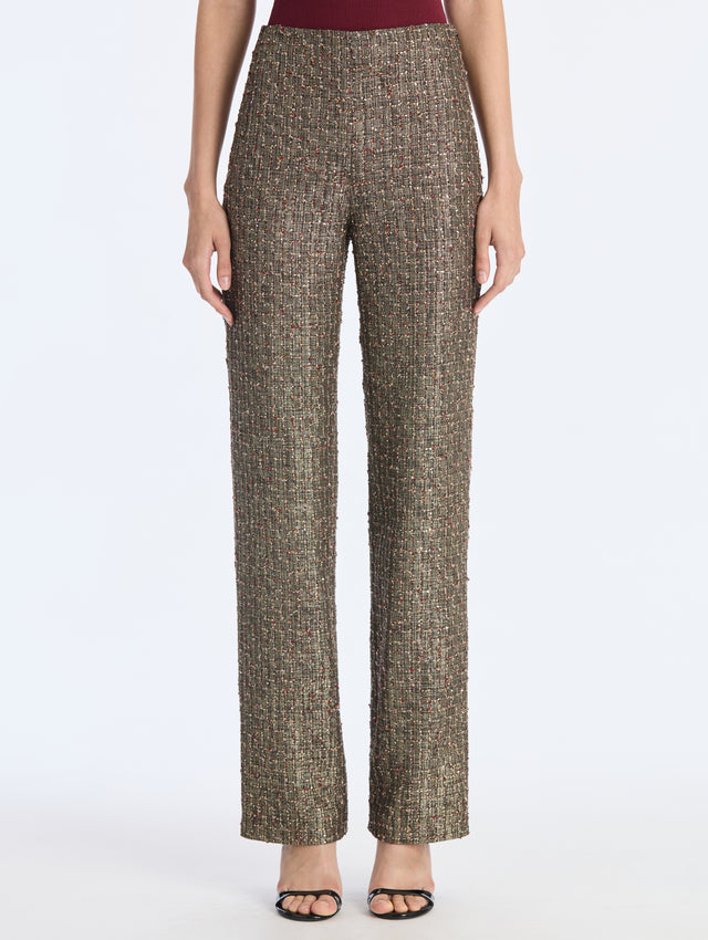Lurex Sequin Check Tweed Pant