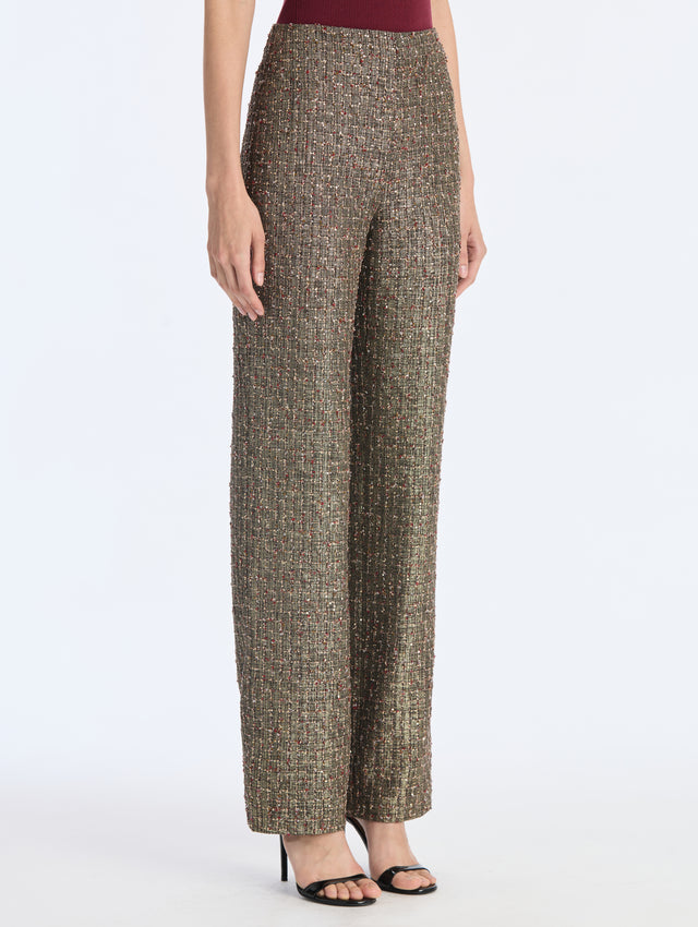 Lurex Sequin Check Tweed Pant