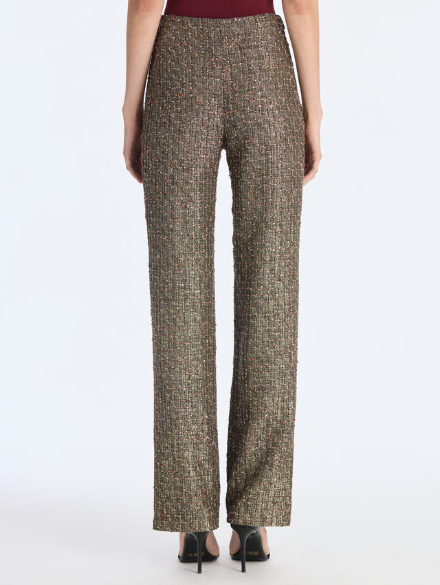 Lurex Sequin Check Tweed Pant