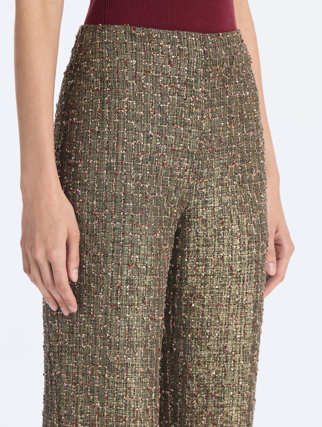 Lurex Sequin Check Tweed Pant