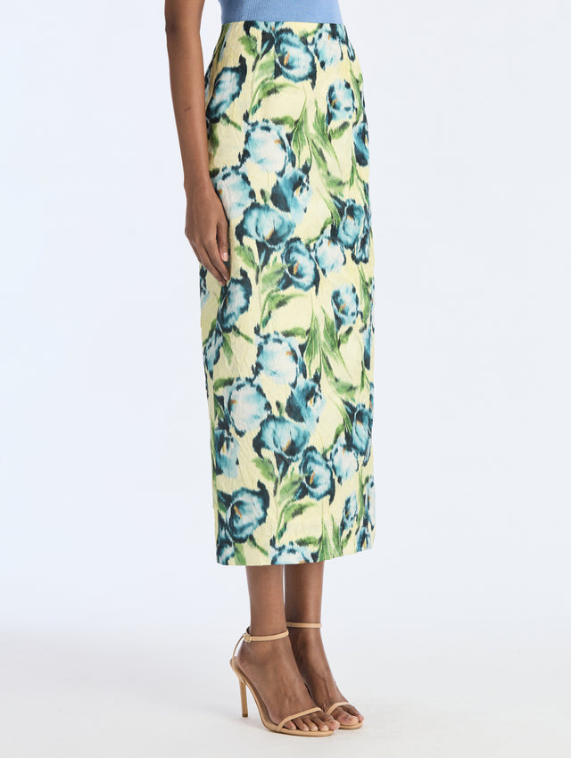 Calla Lily Crush Satin Pencil Skirt
