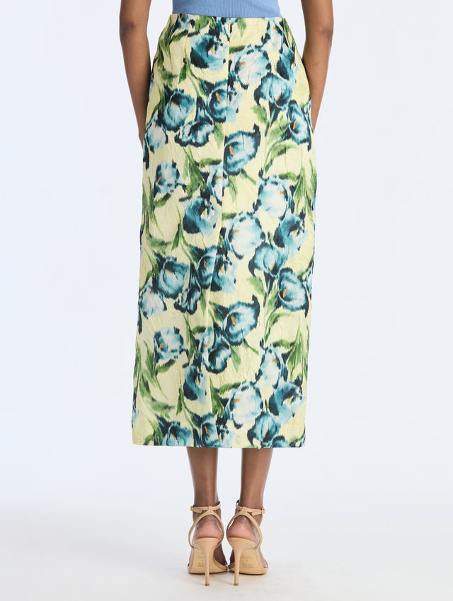 Calla Lily Crush Satin Pencil Skirt