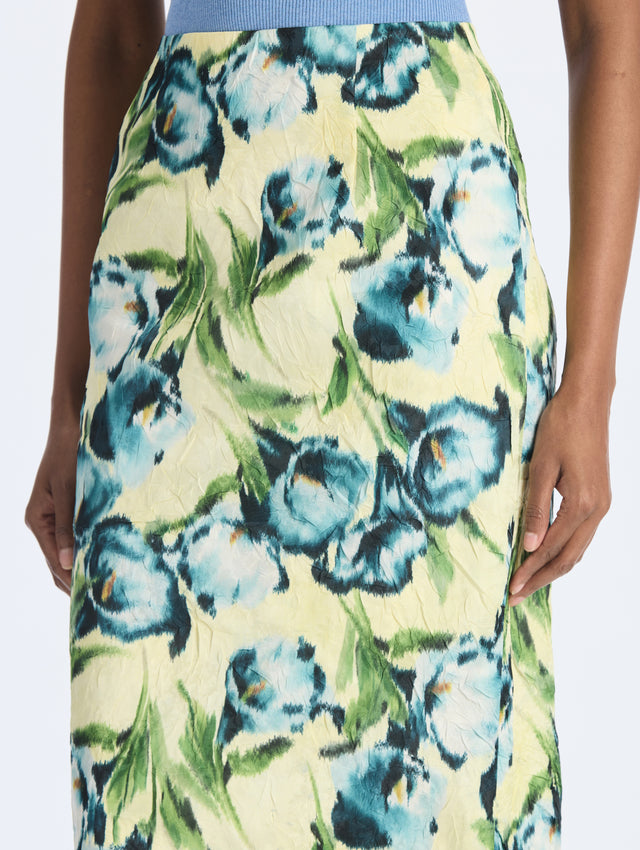 Calla Lily Crush Satin Pencil Skirt