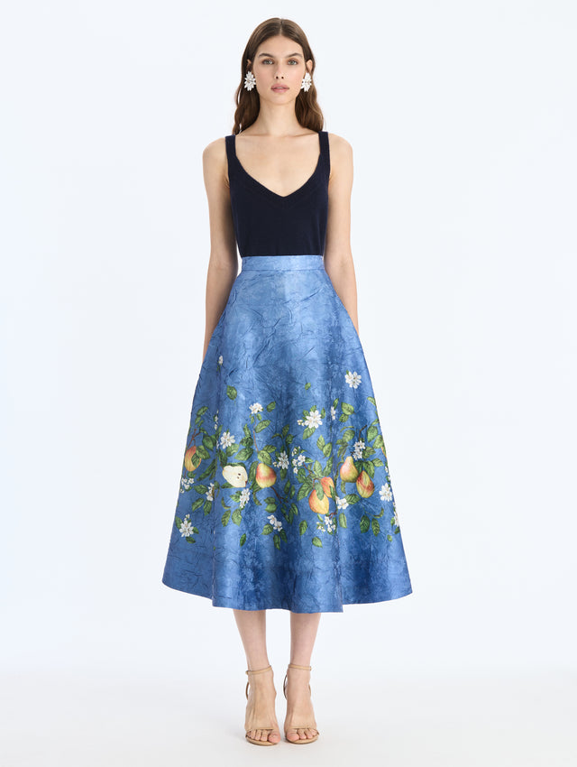 Pears Crushed Satin Circle Skirt