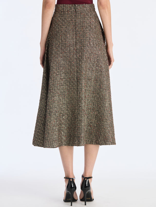 Lurex Sequin Check Tweed Skirt