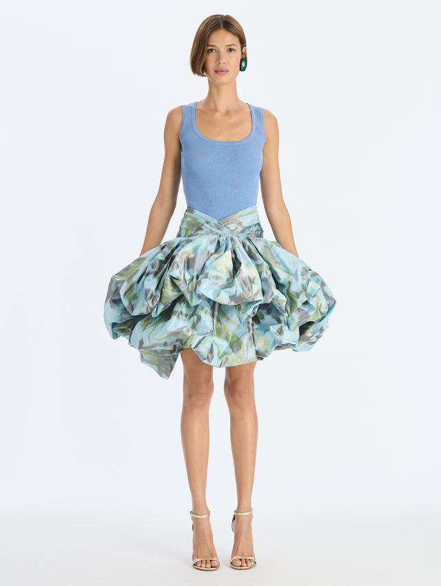 Abstract Calla Lily Chine Bubble Skirt