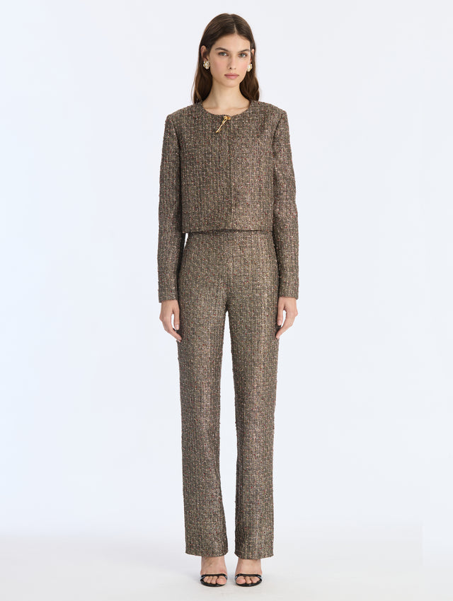 Lurex Sequin Check Tweed Jacket