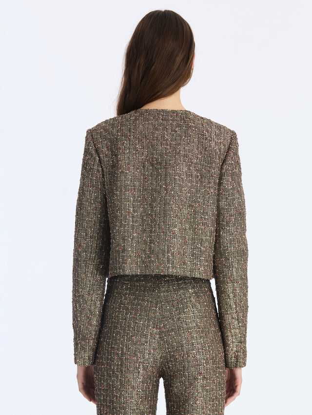 Lurex Sequin Check Tweed Jacket