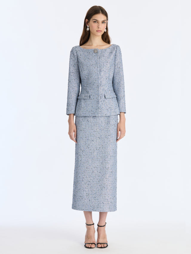 Lurex Sequin Check Tweed Jacket