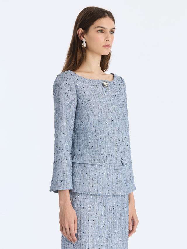 Lurex Sequin Check Tweed Jacket