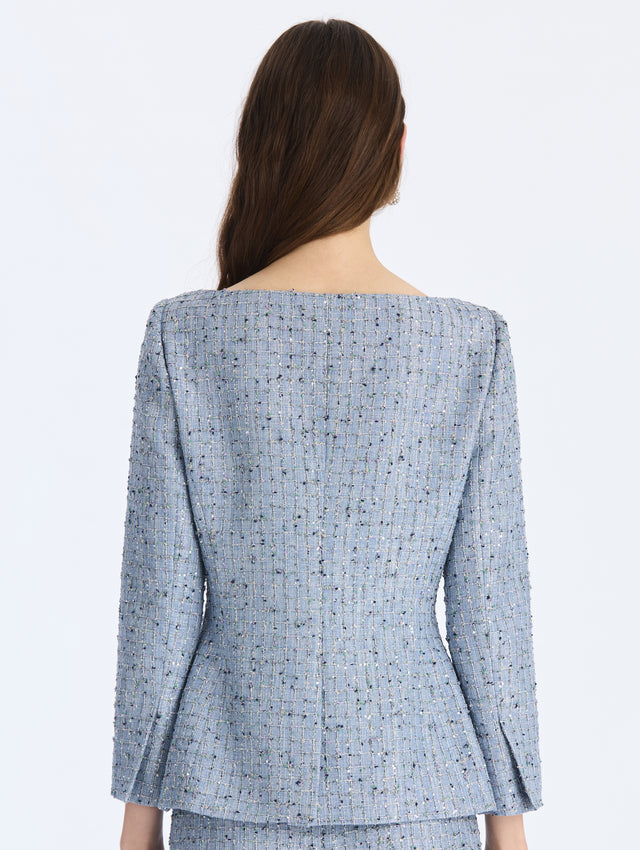 Lurex Sequin Check Tweed Jacket