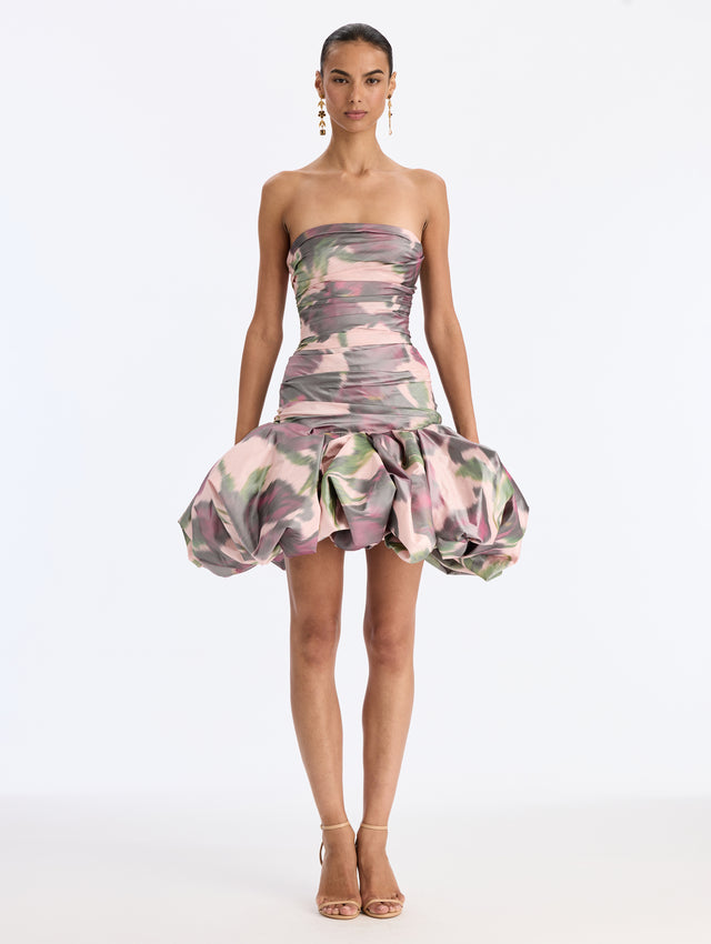 Abstract Calla Lily Bubble Hem Dress