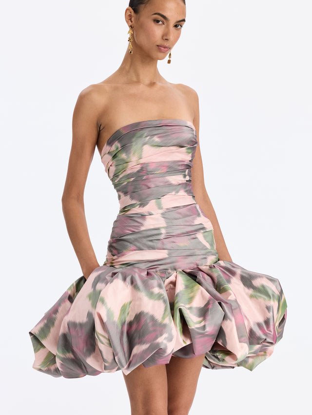Abstract Calla Lily Bubble Hem Dress