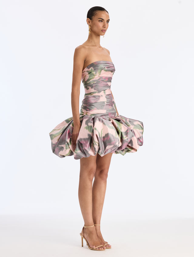 Abstract Calla Lily Bubble Hem Dress