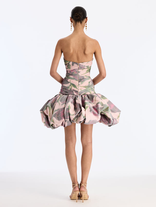Abstract Calla Lily Bubble Hem Dress