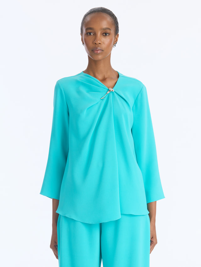 Draped Heavy Silk Georgette Blouse
