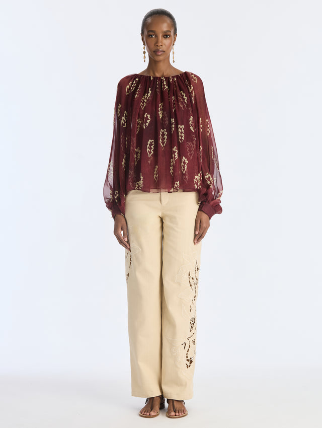 Abstract Silk Chiffon Blouse