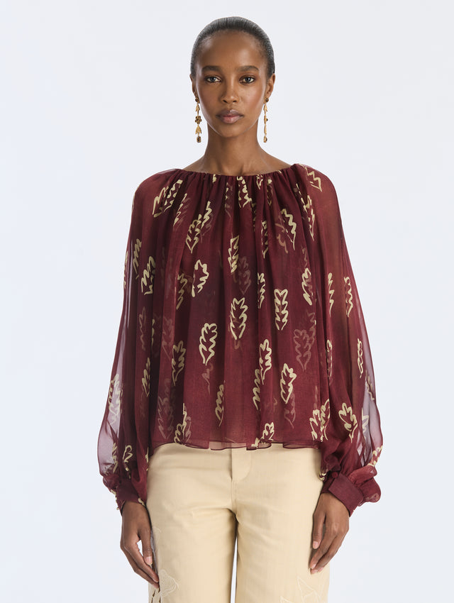 Abstract Silk Chiffon Blouse