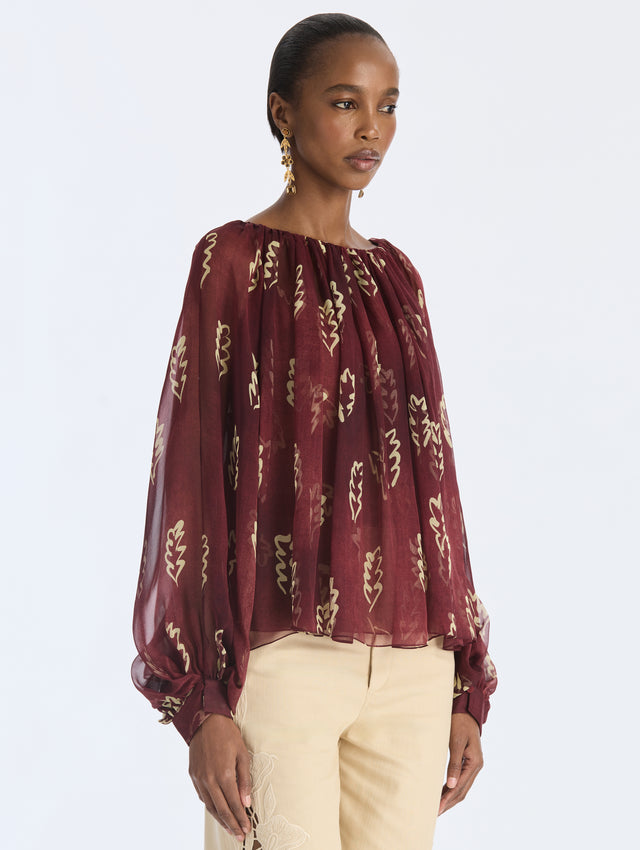 Abstract Silk Chiffon Blouse