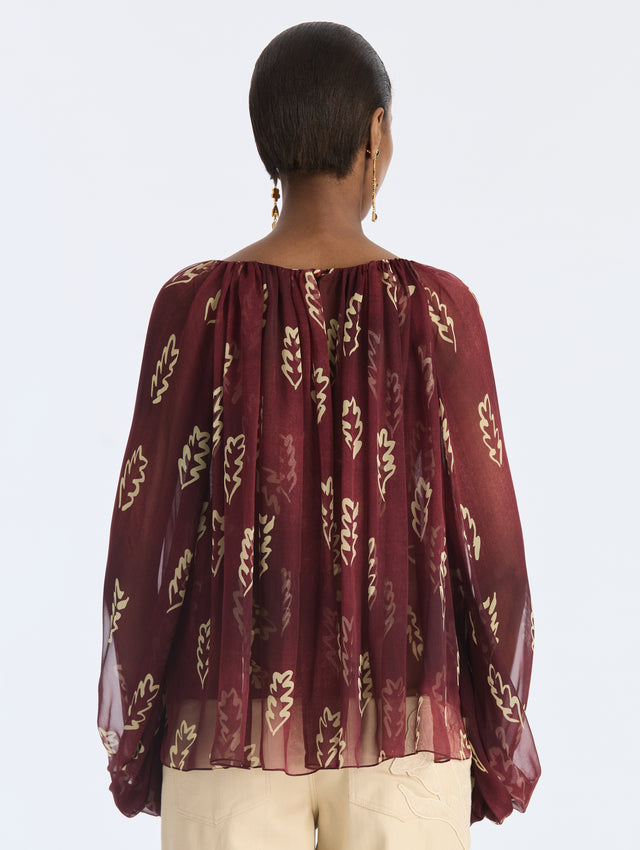 Abstract Silk Chiffon Blouse