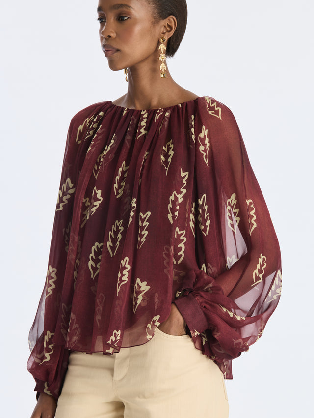 Abstract Silk Chiffon Blouse