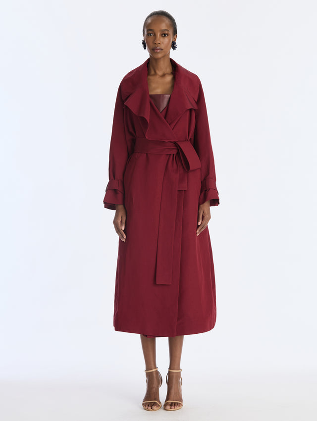 Drapey Viscose Collared Coat
