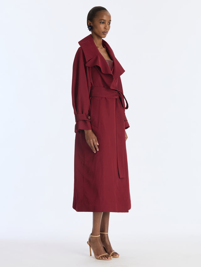 Drapey Viscose Collared Coat