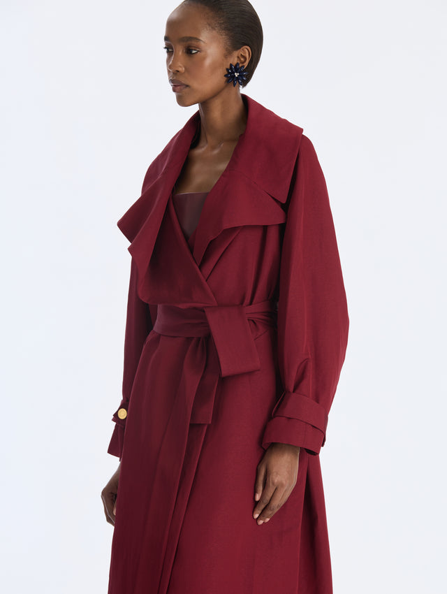 Drapey Viscose Collared Coat