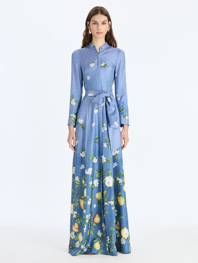 Pears Floral Degrade Silk Twill Caftan