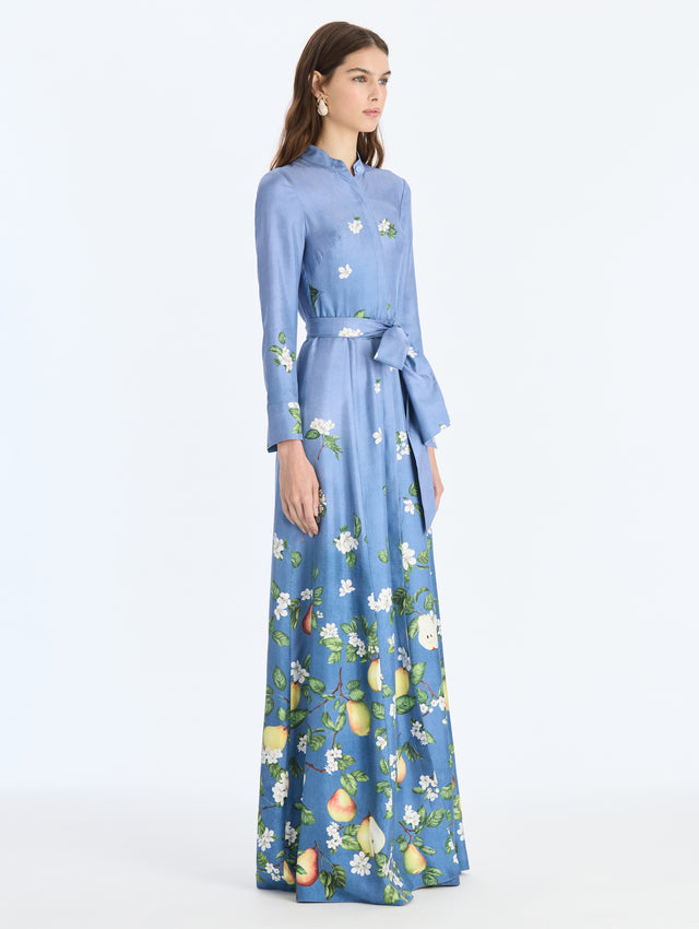 Pears Floral Degrade Silk Twill Caftan