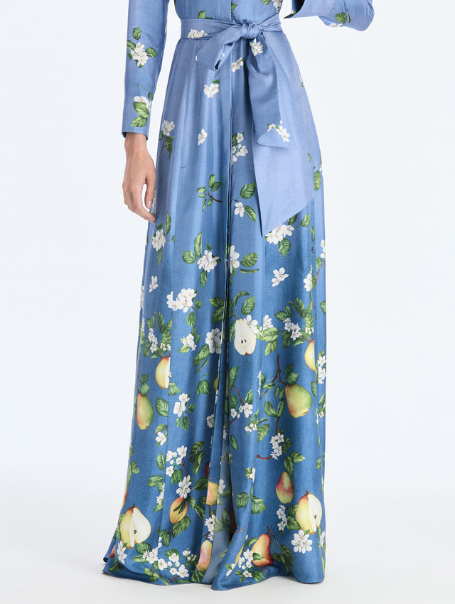Pears Floral Degrade Silk Twill Caftan