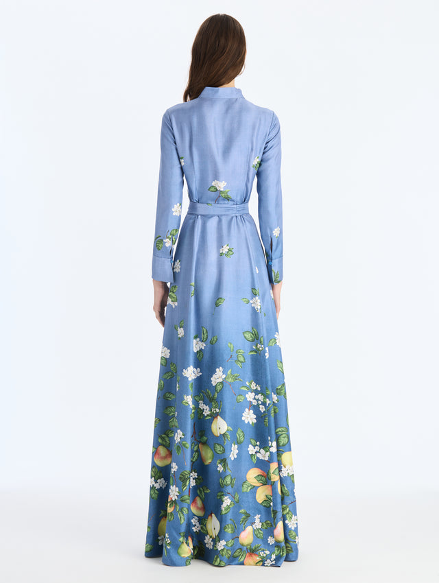 Pears Floral Degrade Silk Twill Caftan