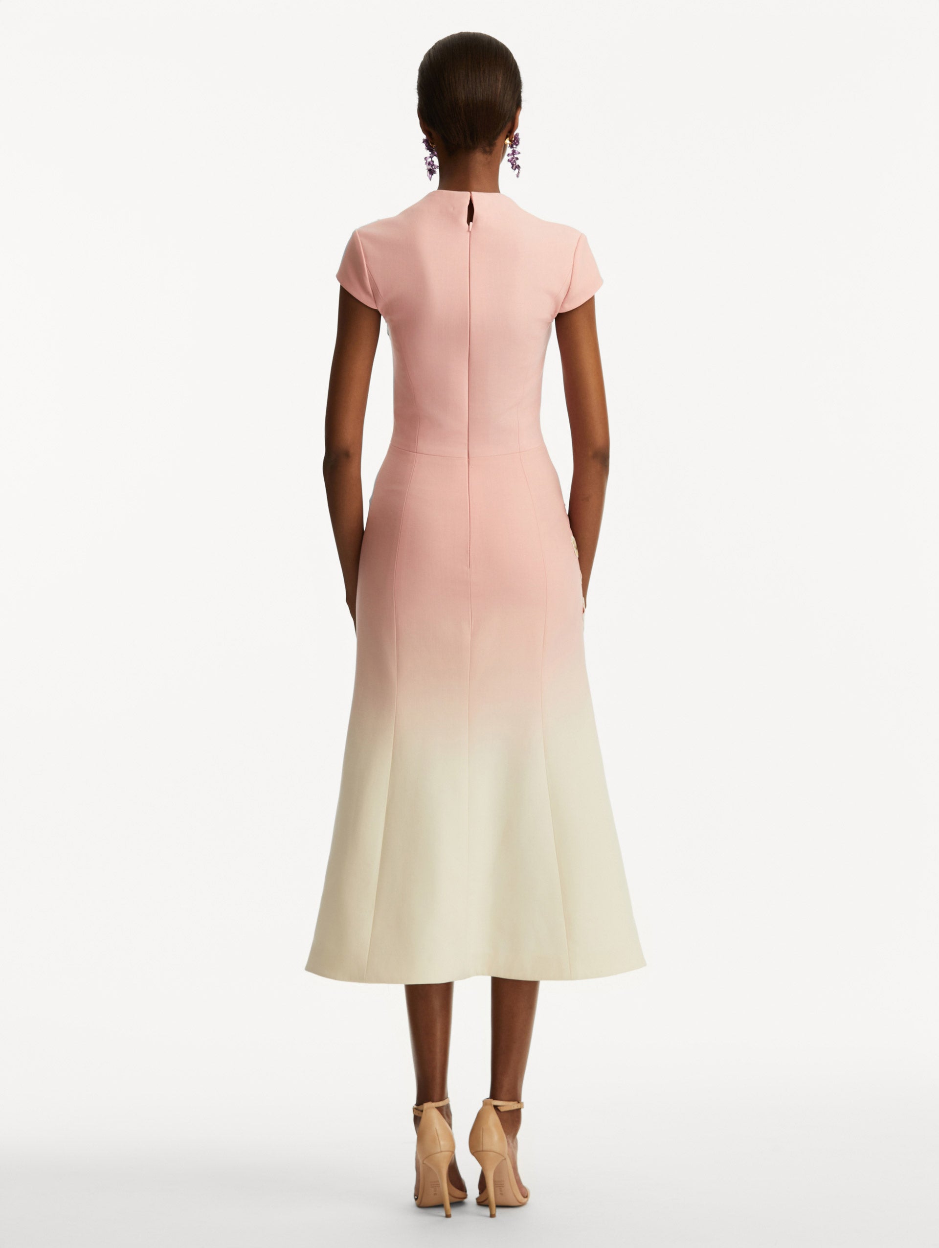 Cherry Blossom Embroidered Ombré Dress